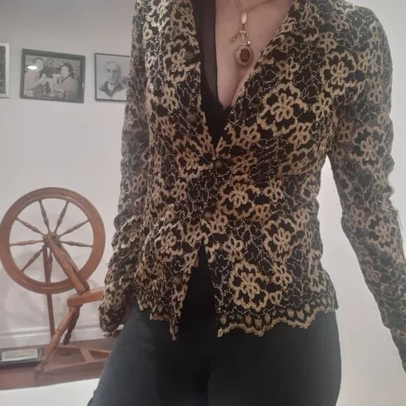 luxury Ann Ferriday vintage lace high neck button up coquette minimalist blouse - Picture 14 of 16